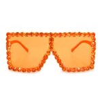 Xpectrum Extra Large Squared Elton Crystal Sunglasses Bling Rhinestone Concert Glasses (Orange, 70)