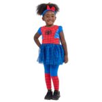 Marvel Spider-Man Toddler Girls Tulle Cosplay Dress Leggings and Headband 3 Piece 4T