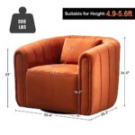 ANJ Swivel Barrel Chair Set of 2 with Plump Pillow, Modern Channel Velevt Accent Chair, Comfy Round Armchair, Swivel Accent Chair for Nursery Living Room Bedroom (Orange)