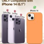 GONEZ for iPhone 14 Case Silicone, with 2X Screen Protector + 2X Camera Lens Protector, [Soft Anti-Scratch Microfiber Lining], Liquid Silicone Shockproof Protective Phone Cover 6.1″, Orange