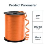Premium Orange Curling Ribbon, 1/5″ Wide x 500 Yards Christmas Curling Ribbons for Gift Wrapping, Party Decoration, Balloon String, Ribbons for Florist Flower (1 Roll)