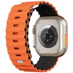 AIRPROCE Compatible with Apple Watch Ocean Bands 38mm 40mm 41mm 42mm 44mm 45mm 49mm, Soft Silicone Sport Wristbands Replacement Strap for iWatch Ultra SE Series 8 7 6 5 4 3 2 1 Sport Edition for Women Men (42/44/45/49mm, Orange/Black)