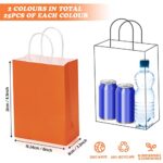 50 Pcs Orange Blue Gift Bags Party Favor Bags with Handles, 8.3 x 5.9 x 3.2 Inches Small Gift Bags Blue Orange Kraft Paper Gift Bags for Birthday Party Wedding Baby Shower Supplies