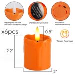 Homemory 2″ x 2″ Orange Flameless Votive Candles with Timer, Realistic Battery Operated Candles, 6Pack Black Wick Fall Candles for Pumpkin Lanterns, Halloween Decorations