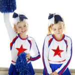 DEEKA 12PCS 8″ Two Toned Large Cheer Hair Bows Ponytail Holder Handmade for Teen Girls Softball Cheerleader Sports-Orange/Black