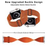 Greatfine Stretchy Solo Loop Strap Compatible with Apple Watch Band 38mm 40mm 41mm,Elastic Nylon Braided Band&Adjustable Buckle Women Men Sport Strap for iWatch Series 8 7 6 5 4 3 2 1 SE Ultra,Orange