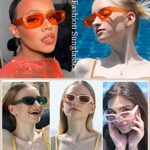 Dollger Orange Rectangle Sunglasses For Women Men Trendy Vintage Rectangular y2k Orange Shade sunglasses matte Orange Frame