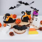 Halloween Table Decor, 6 PCS Halloween Decorations for Home, Free Standing Wooden Signs with Witch’s Hat, Black Cat, Mummy, Ghost, Bat, Candy Corn for Tiered Tray, Desk and Mantle