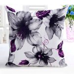 Bokeley Pillow Case, Cotton Linen Square Beautiful Flowers Print Decorative Throw Pillow Case Bed Home Decor Car Sofa Waist Cushion Cover (Purple)