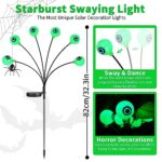 4 Pack Solar Halloween Decorations, Solar Swaying Garden Lights with Eyeballs, Solar Landscape Pathway Stake Lights, Outdoor Solar Halloween Lights Decor, Upgraded Base on Solar Firefly Lights