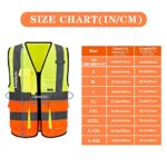 A-SAFETY Reflective Safety Vest, Hi Vis 9 Pockets High Visibility Zipper Front Safety Vest, Orange&Yellow Color Mixed, L