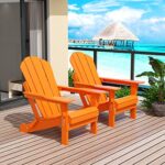 WestinTrends Outdoor Adirondack Chairs Set of 2, Plastic Fire Pit Chair, Weather Resistant Folding Patio Lawn Chair for Outside Deck Garden Backyardf Balcony, Orange