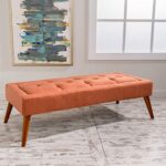 Christopher Knight Home Dilwyn Fabric Tuft Top Ottoman, Orange