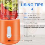 Portable Blender for Shakes and Smoothies, Personal Blender USB C Rechargeable, 17 oz Blender Cups with 6 Blades for Kitchen, Home, Travel