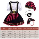 ZZIHAN Girls Pirate Costume Kids Pirate Princess Dress Pirate Accessories Hat HairBand Eye Patch Belt Pirate Gems Treasure Toys Birthday Party Favor Gift Christmas Halloween Cosplay Costumes 7-9Years