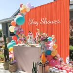 MYSKY HOME 10ft x 10ft Orange Backdrop Curtains for Party Arch Stage Wedding Ceremony Curtains Wrinkle Resistant Photography Backdrop for Baby Showers Rod Pocket Home Decoration, 5ft x 10ft, 2 Panels
