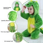 TONWHAR Kids’ And Toddlers’ Infant Tiger Dinosaur Animal Fancy Dress Costume Outfit Hooded Romper Jumpsuit (3.5-4.5 Years/Height:41″-45″, Green Dinosaur)