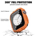 GELISHI Hard Case Compatible with Apple Watch 44mm Series 6 Series 5 4 SE Built-in Tempered Glass Screen Protector, Rugged Protective Case for Men, Orange