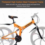 Outroad Folding Mountain Bike 26 Inch for Adult, 21-Speed Dual Suspension High-Carbon Steel MTB Foldable Bicycle, Dual Disc Brake Folding Bikes for Men Women (HM-Orange)