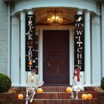 DAZONGE Halloween Decorations Outdoor | Trick or Treat & It’s October Witches Front Porch Banners for Halloween Porch Decor | Fall Decor | Halloween Decorations Indoor