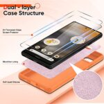 LeYi Liquid Silicone Google Pixel 6A 5G Case with 2-Pack Tempered Glass Screen Protectors, Soft Microfiber Liner, Orange