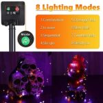 Joomer Solar Halloween Lights, 2 Pack Total 98ft 300LED Orange Purple Halloween Fairy Lights Waterproof 8 Modes Twinkle Lights Outdoor for Halloween Party DIY Decoration Black Wire