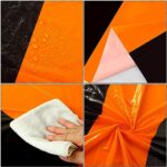 Oudain Disposable Plastic Tablecloths 54″ x 108″ for Rectangle Tables Plastic Table Cloths Waterproof Table Cover for Wedding Birthdays Baby Shower Grad Party Decorations (Orange, Black, 6 Pcs)