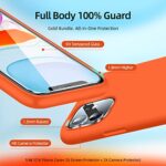 JTWIE [5 in 1 for iPhone 11 Case 6.1 inch, with 2 Pack Screen Protector + 2 Pack Camera Lens Protector, Liquid Silicone Slim Shockproof Protective Phone Case [Microfiber Lining]… (Orange)