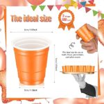 Roshtia 100 Pack 2oz Plastic Shot Cups, Mini Disposable Shot Glasses 2oz Small Plastic Cups for Wedding, Graduation Party, Beer Taste Serving, Snacks Samples and Tastings (Orange)