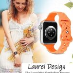 JR.DM Silicone Watch Band For Women Engraved-Bands Compatible with Apple Watch Band 38mm 40mm 41mm 42mm 44mm 45mm 49mm, Slim Design Soft Sport Strap For Women-iWatch Ultra/8/7/6/5/4/3/2/1(Bright Orange)