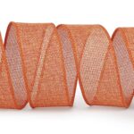 Ribbli Orange Burlap Wired Ribbon,1-1/2 Inch x 10 Yard,Wired Edge Ribbon for Big Bow,Wreath,Tree Decoration,Outdoor Decoration