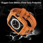 GELISHI Compatible for Apple Watch Band 41mm 40mm 38mm with Bumper Case, Rugged Men Bands TPU Strap for SE Watch Series 8 7 6 5 4 3 2, Sport Military Band Protective Case Shockproof, Orange