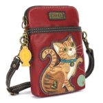 CHALA Crossbody Cell Phone Purse-Women PU Leather Multicolor Handbag with Adjustable Strap – Orange Tabby Cat – burgundy