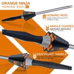 Orange Ninja Knife Honing Rod 10-inch with Adjustable Angle Guides 17° & 20°- Premium Quality Sharpening Steel Sharpener to keep Kitchen Knives Sharp