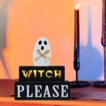 Halloween Decorations Indoor, DECSPAS 3-Layered Ghost Block Halloween Decor, LED Halloween Lights Witch Please Sign Hocus Pocus Decorations for Home, Gothic Decor for Halloween Party Decorations