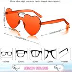 8 Pairs Rimless Sunglasses Heart Shaped Frameless Glasses Trendy Transparent Candy Color Eyewear for Party Favor(Orange)