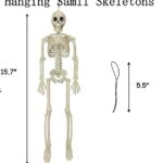 Halloween Skeletons Decorations Outdoor Indoor, 16″ Posable Plastic Skeleton, Full Body Skeleton with Movable Joints, Realistic Spooky Scary Skeletons for Halloween Party Haunted House Graveyard Props Decor