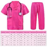 ZZIHAN Doctor Costume for Kids Rose Scrubs Sets Nurse Scrubs Costume Veterinarian Costume Doctor Accessories Toys Stethoscope Nursing Clipboards Toddlers Girls 3-4T Brithday Party Halloween Dress Up
