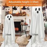 BUTTOOLS Halloween Decorations Indoor Outdoor-DIY 2PCS Large Lighted White Cloth Ghosts-Cute Ghosts with 20 LED String Lights-Light Up Holiday Party Home Porch Yard Decorations