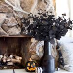 Yen Jean 14PCS Black Halloween Decor Artificial Flowers: Eucalyptus Branches Stems Table Centerpieces Indoor Decorations