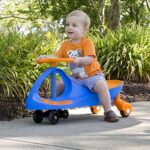 Wiggle Car Ride on Toy – Easy-to-Use Kid Car for Ages 3 Years and Up with No Batteries, Gears, or Pedals by Lil Rider (Blue/Orange), Large