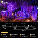 kemooie 500 LED Purple Christmas Lights, 164FT 8 Twinkle Modes Plug in Lights, Waterproof Extra Long String Lights for Outdoor Indoor Tree Wedding Party Garden Halloween Christmas Decorations (Purple)