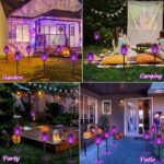 Halloween Decorations Outdoor, Halloween Lights Outdoor for Halloween Decor, Purple Flickering Flame Solar Torch Lights for Outside Halloween Decorations, Solar Halloween Lights for Yard Pathway Lawn