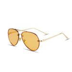 Freckles Mark Oversized Aviator Sunglasses Vintage Retro Gold Metal Frame Colorful Lenses 62mm (Orange/Amber Tint, 62MM)