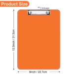 Rimilak Plastic Clipboards with Low Profile Metal Clip, Translucent Clip Board, 12.5 x 9 Inch Letter Size | Office Supply | Back to School, Orange