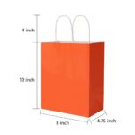 Oikss 100 Pack 8×4.75×10 inch Medium Kraft Bags with Handles Bulk, Paper Bags Birthday Wedding Party Favors Grocery Retail Shopping Takeouts Business Goody Craft Gift Bags Sacks, Orange 100PCS Count