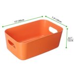 Plastic Basket Set, Pack of 6 Office Storage Bin Kitchen Spice Rack Organizer for Cabinets, Drawers, Desks, Workspace Classroom Bathroom 12 In x 7.9 In x 4.7 In (Orange)
