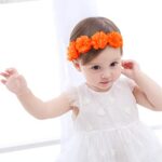 Baby Girls Headband Orange Hair Accessories Newborn Flower Crown Headbands for Birthday Party