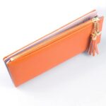 Wallets for Women Leather Cell Phone Case Holster Bag Long Slim Credit Card Holder Cute Minimalist Coin Purse Thin Large Capacity Zip Clutch Handbag Wallet for Girls Ladies (Orange)