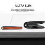 GSOIAX Mens Slim Wallet for Men Minimalist Genuine Leather Carbon Fiber Rfid Blocking Cowhide Bifold Credit Card Holder With Gift Box (Carbon Black and Orange)